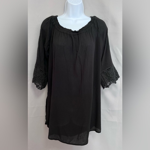 CHELSEA & THEODORE Black Cotton/Rayon Tunic/Blouse /Top Wm's Sz. Med. - Picture 1 of 8